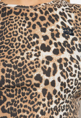 GANNI Leopard Print Slim T-shirt Beige T4405 3675-943