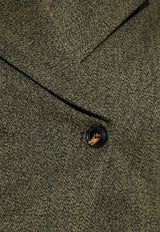 GANNI Wool-Blend Single-Breasted Blazer Green W0752 7019-809