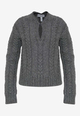 Loewe Cable-Knit Wool Sweater Gray S540Y14KGU 0-GREY