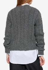 Loewe Cable-Knit Wool Sweater Gray S540Y14KGU 0-GREY
