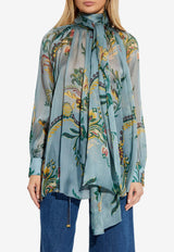 Etro Floral Print Silk Blouse Blue WRJA0150 99SA1M0-X0881