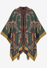 Etro Wool-Blend Floral Jacquard Cape Multicolor WRBD0027 AQ291-X0826