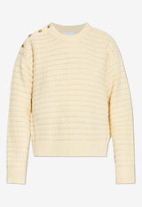 GANNI Wool-Blend Knit Sweater Cream K2607 2733-054