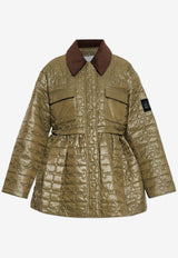 GANNI Oversized Quilted Jacket Green W0965 6905-861