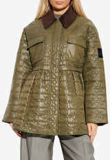 GANNI Oversized Quilted Jacket Green W0965 6905-861