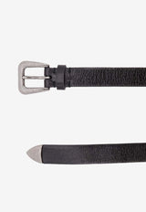 Brunello Cucinelli Buckled Leather Belt Black M0TROC266C101_Black_38336587