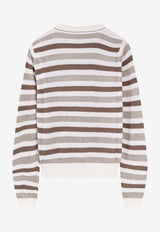 Brunello Cucinelli Striped Crewneck Sweater Multicolor M19251500COT75_Beige_38415069