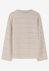 Brunello Cucinelli Striped Cashmere-Blend Sweater Beige MBM738200C509_BURRO_38415186