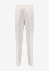 Brunello Cucinelli Logo Straight-Leg Pants White MP665H0660C020_PANAMA_38415061