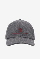 Brunello Cucinelli Logo Wool Baseball Cap Gray M038P9850CVS87_GRIGIO SCURO ROSSO_30012871