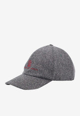 Brunello Cucinelli Logo Wool Baseball Cap Gray M038P9850CVS87_GRIGIO SCURO ROSSO_30012871