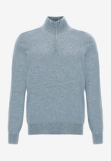 Brunello Cucinelli Cashmere Half-Zip Sweater Light Blue M2200124CFF33_Denim_38332504