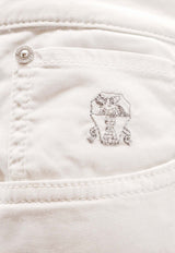 Brunello Cucinelli Logo Straight-Leg Jeans White M289UI1780C6023_Grey_38415162