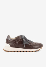 Brunello Cucinelli Embossed Logo Leather Sneakers Brown MZSKG3025C8279_Dark Brown_29845892
