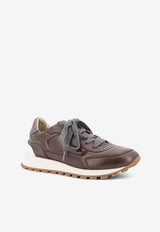 Brunello Cucinelli Embossed Logo Leather Sneakers Brown MZSKG3025C8279_Dark Brown_29845892