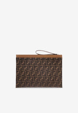 Fendi Large FF Jacquard Flat Pouch Bag Brown 7N0135AFBVF1HRM_TAB MR SAND P_41974887