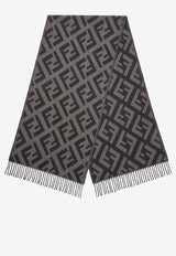 Fendi FF Jacquard Cashmere Scarf Gray FXT260AVP9F0D9B_NERO GRIGIO_41974908
