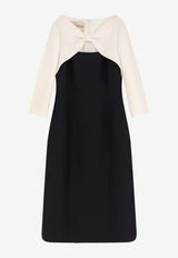 Valentino Bow Long-Sleeved Knee-Length Dress 8B3VAJR01CF0NA_NERO AVORIO_42176898
