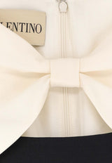 Valentino Bow Long-Sleeved Knee-Length Dress 8B3VAJR01CF0NA_NERO AVORIO_42176898