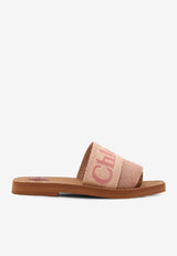 Chloé Woody Linen Flat Sandals Pink CHC23U188EF25I_Rosewood Brown_41114800