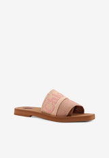 Chloé Woody Linen Flat Sandals Pink CHC23U188EF25I_Rosewood Brown_41114800