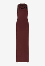 Self-Portrait Draped Knitted Maxi Dress RS26108MBRBROWN_Brown_42176957