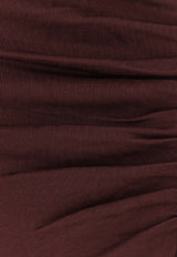 Self-Portrait Draped Knitted Maxi Dress RS26108MBRBROWN_Brown_42176957