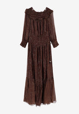 Self-Portrait Georgette Maxi Dress RS26156XABRBROWN_Brown_42176748