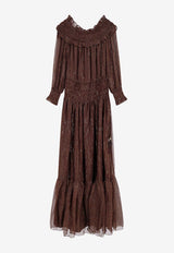 Self-Portrait Georgette Maxi Dress RS26156XABRBROWN_Brown_42176748