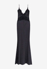 Self-Portrait Polka-Dots Satin Maxi Dress RS26176XABBLACK AND WHITE_Black_42176830