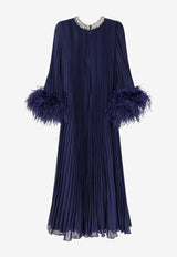 Self-Portrait Silk Long-Sleeved Maxi Dress RS26510MNNAVY_Blue_42176918