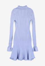 Self-Portrait Ribbed Knitted Mini Dress RS26555SBLBLUE_Blue_42176940