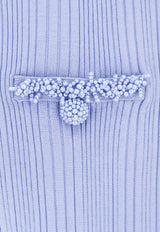 Self-Portrait Ribbed Knitted Mini Dress RS26555SBLBLUE_Blue_42176940