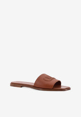 Chloé Soleil Leather Flat Sandals Brown CH25A12LPI27T_Ginger Brown_41114679