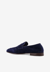 Brunello Cucinelli Suede Logo-Embossed Loafers Blue MZUCAHG730C8862_Blue_40000144