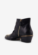 Chloé Susan Studded Leather Ankle Boots Black CHC16A134750ZY_Black Gold._41114688