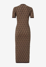 Fendi FF Jacquard Midi Dress Brown FZDD54ASJTF0GGE_Tobacco_41974892