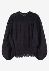 Isabel Marant Etoile Polly Lace-Trimmed Blouse Black HT0767FAD1J05E01BK_Black_41973234