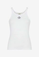 Fendi Logo Embroidered Ribbed Top White FS7966ANQMF0ZNM_White_41974920