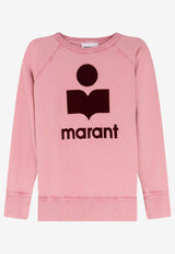 Isabel Marant Etoile Logo Print Crewneck Sweatshirt Pink SW0160FAD1M04EBGBY_BubblegumBurgundy_41973216