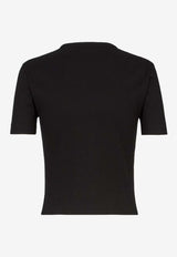 Fendi Logo Embroidered Cropped T-shirt Black FS8110ANQMF0GME_Black_42821573