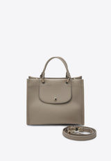 Longchamp Small Cabas Leather Top Handle Bag Gray 10309HGO/Q_LONG-266