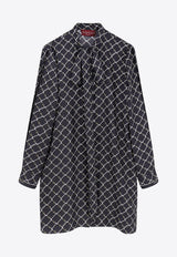 Gucci Horsebit-Print Silk Mini Dress Black 853056ZAUM11173_BLACK WHITE MC_44132614