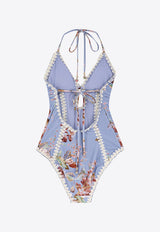 Zimmermann Awaken Crochet One-Piece Swimsuit Blue 5768WRS261CFLR_Chambray Floral_44130091