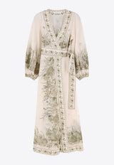Zimmermann Wanderlust Printed Wrap Midi Dress Khaki 2456DRS262KHTL_Khaki Toile_44129936