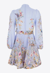 Zimmermann Rebellion Floral Linen Mini Dress Blue 9142DC261BLAV_Blue Aviary_44129845