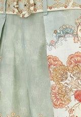 Zimmermann Daylight Tuck Floral Print Linen Shorts Multicolor 4558ARS263WPFM_Wallpaper Floral Mint_44130436