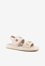PINKO Logo-Plaque Leather Sandals White