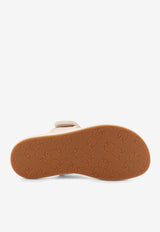 PINKO Logo-Plaque Leather Sandals White