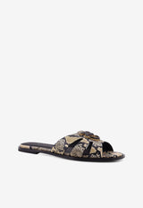 PINKO Logo-Plaque Leather Slides Black